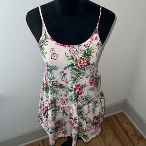 Ocean Drive 100% Rayon strappy layered mini floral print‎ Beachy dress Sz S